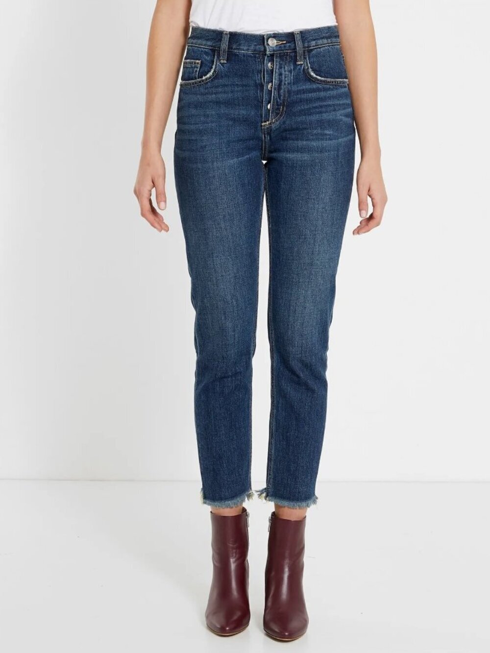NWT CURRENT/ELLIOTT Bermuda Vintage Cropped Slim Exposed Fly Jeans, Size 27
